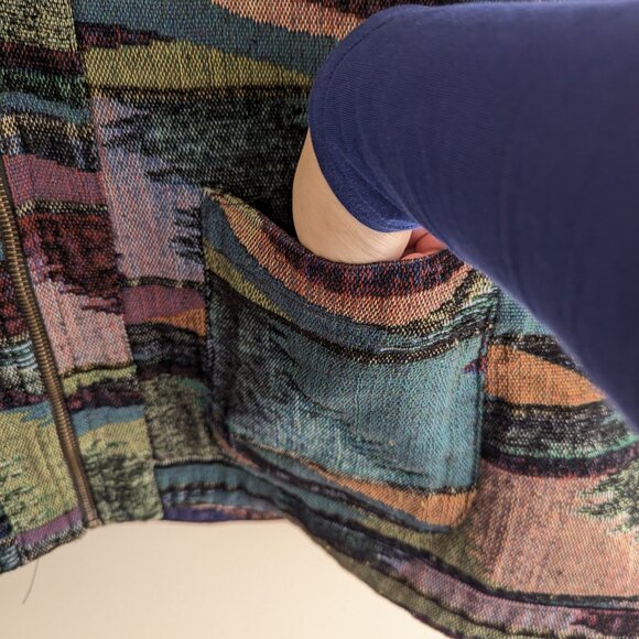 Reversible Tapestry Textured abstract zip jacket - Picture 7 of 15